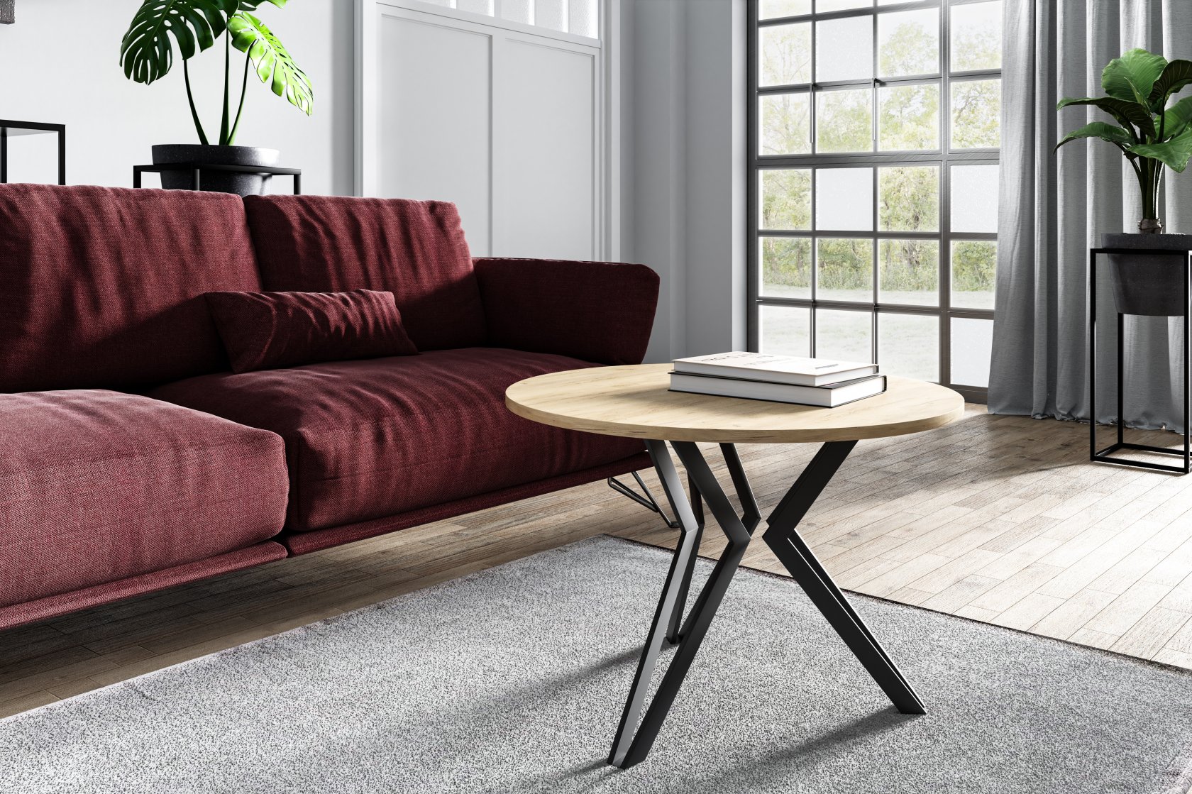 Skandynawski stolik Abba okrągły w stylu loft do salonu od producenta mebli